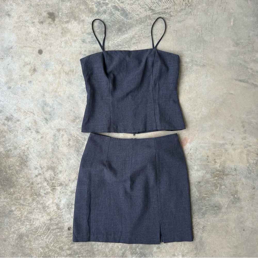 Y2K Gray Suiting Skirt and Tank Set. Size 7/8